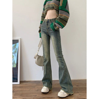 Jeans Retro Talle Alto con Basta Cruda y Corte Acampanado para Mujer - Image 12