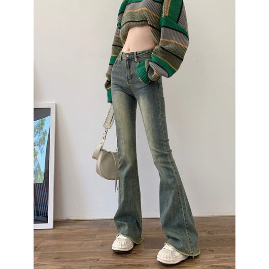 Jeans Retro Talle Alto con Basta Cruda y Corte Acampanado para Mujer - Image 12