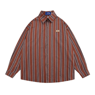 Camisa de Rayas Verticales Estilo Vintage Americano - Unisex Manga Larga - Image 12