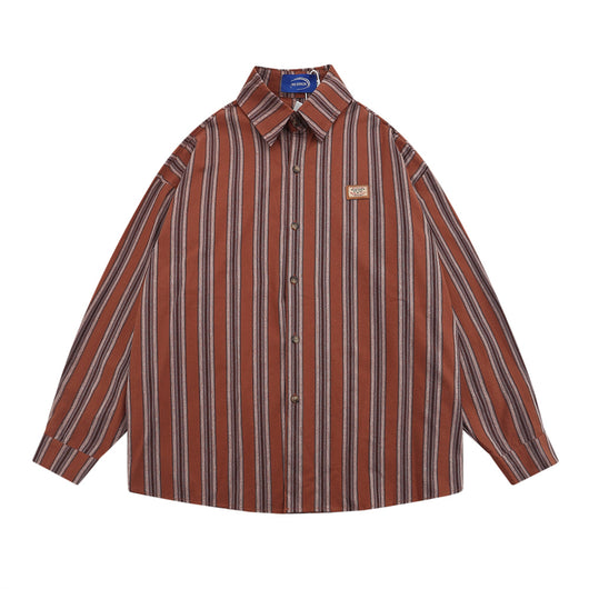 Camisa de Rayas Verticales Estilo Vintage Americano - Unisex Manga Larga - Image 12