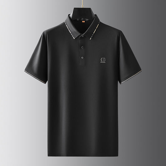 Polo Oversize de Seda Helada para Hombre - Manga Corta con Solapa Relajada