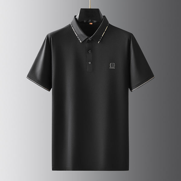Polo Oversize de Seda Helada para Hombre - Manga Corta con Solapa Relajada