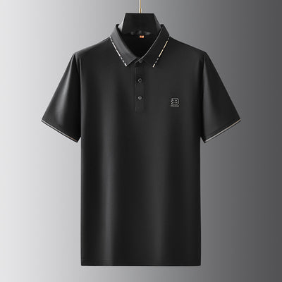 Polo Oversize de Seda Helada para Hombre - Manga Corta con Solapa Relajada