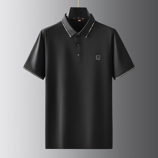 Polo Oversize de Seda Helada para Hombre - Manga Corta con Solapa Relajada
