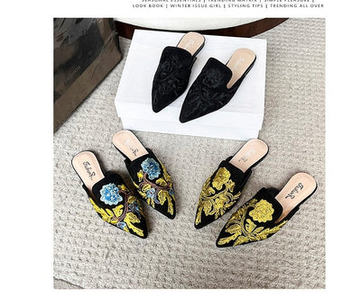 Pantuflas Bordadas Baotou Estilo Nacional para Mujer - Comodidad de Verano - Image 11