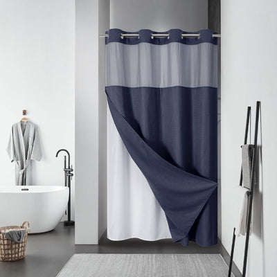 Cortina de Baño Doble Capa con Hebilla Grande - Diseño Liso y Moderno - Image 49