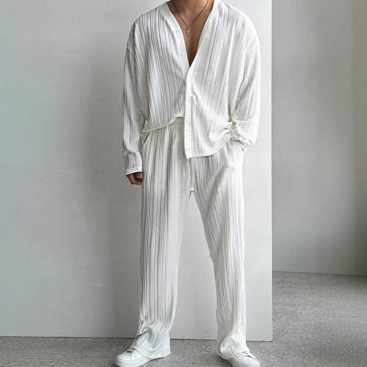 Traje Casual de Dos Piezas con Camisa de Manga Larga - Image 6
