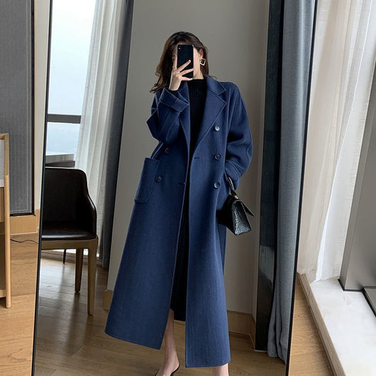 Abrigo de Lana Estilo Western Talla Grande Largo Bajo la Rodilla - Image 9