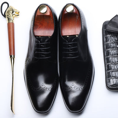 Zapatos Brogue Clásicos con Punta Redonda Tallada para Hombre - Image 6