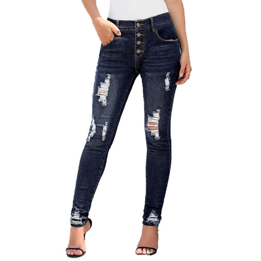 Pantalones Slim Rotos con Cintura Elástica - Image 48