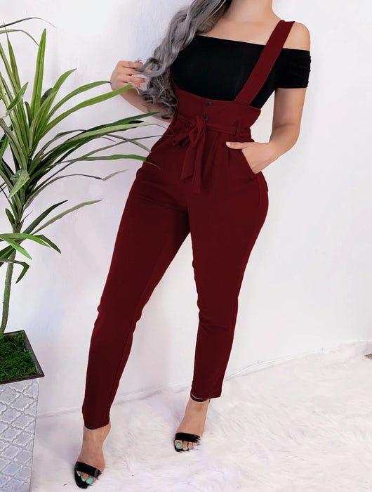 Pantalones casuales slim con tirantes de moda - Image 14