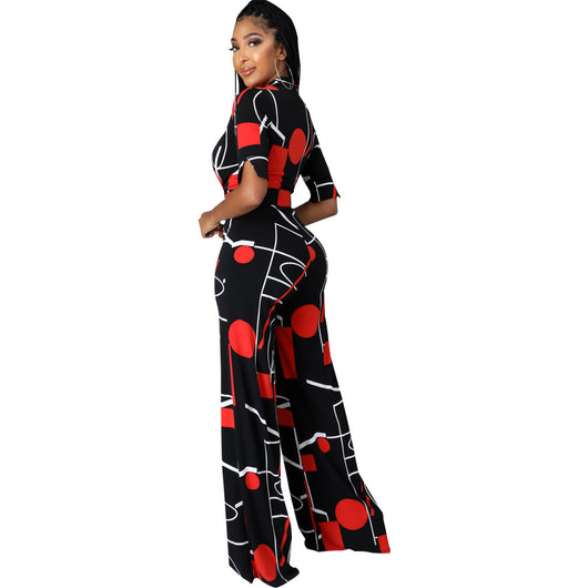 Jumpsuit Largo para Mujer con Estampado Digital Escote V - Image 5