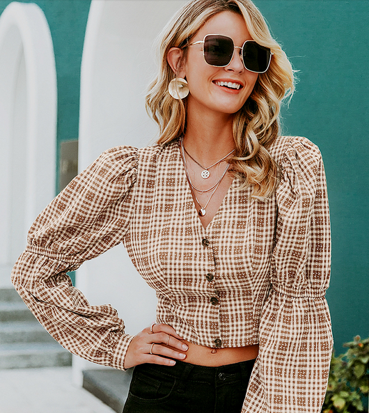 Blusa Escotada V Elegante para Mujer