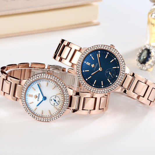 Reloj de Cristal Ilusorio con Diamantes - Sumergible y Elegante