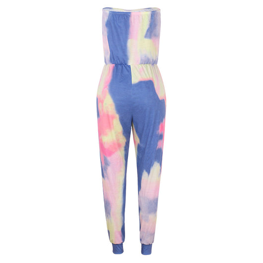 Jumpsuit Casual con Estampado Tie Dye y Escote Envolvente - Image 5