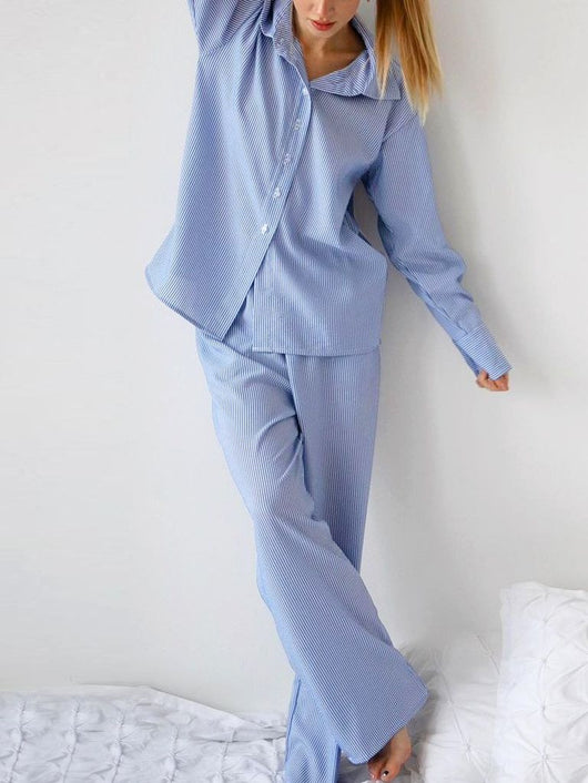 Conjunto Ejecutivo Mujer: Blusa Rayada Manga Larga + Pantalón Recto - Image 18