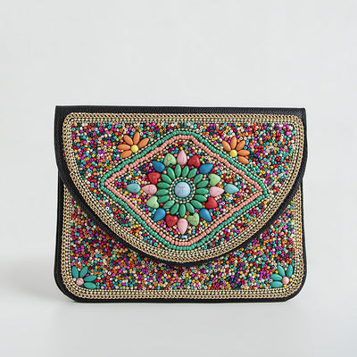 Bolso Bohemio Étnico con Cuentas y Compartimiento para Teléfono - Image 4