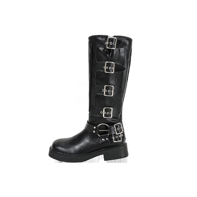 Botas Martin de Cuero Genuino con Tacón Robusto y Hebilla Retro para Mujer - Image 4
