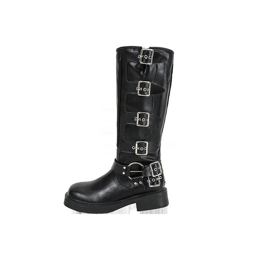 Botas Martin de Cuero Genuino con Tacón Robusto y Hebilla Retro para Mujer - Image 4