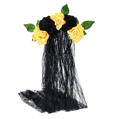 Diadema de Rosas Artificiales con Velo de Encaje - Image 19