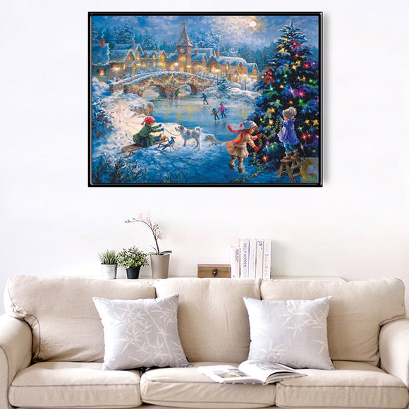 Pintura de Diamantes 5D Navidad en la Ciudad