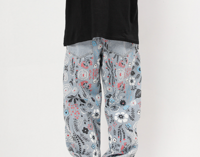 Jeans Estampados con Diseño Floral Doodle para Hombre - Image 20
