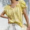 Blusa Bordada Estilo Vacacional Manga Corta Diseño Francés de Verano