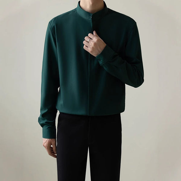 Camisa de Negocios Moderna Hombre Corte Coreano Antimanchas sin Arrugas