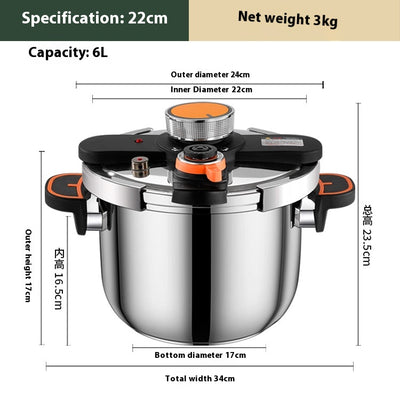 Olla a Presión de Acero Inoxidable 6L Reforzada - Cocina Rápida y Segura - Image 9