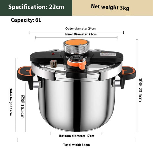 Olla a Presión de Acero Inoxidable 6L Reforzada - Cocina Rápida y Segura - Image 9