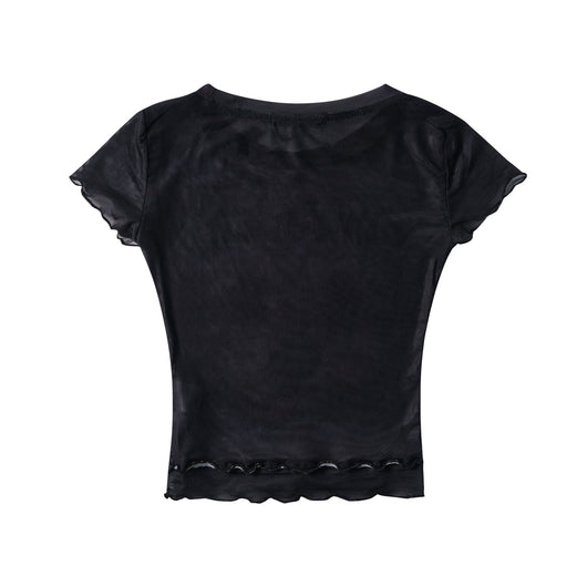 Playera Corta Diseño Americano con Estampado de Gato para Mujer - Image 5