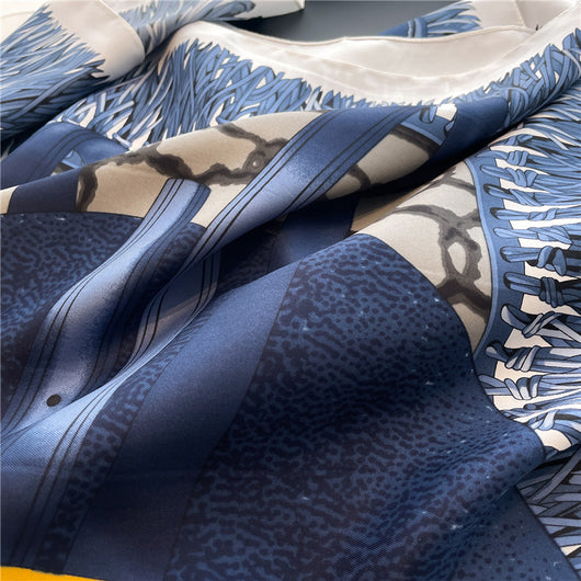 Pañuelo de Seda Lujo Bloques de Color Estampado Twill Grande - Image 11