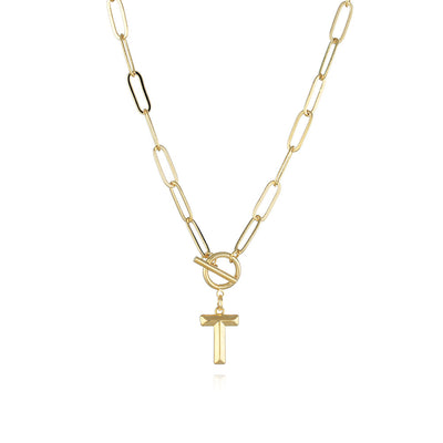Collar de Letra Chapado en Oro Real Estilo Hip Hop - Image 44