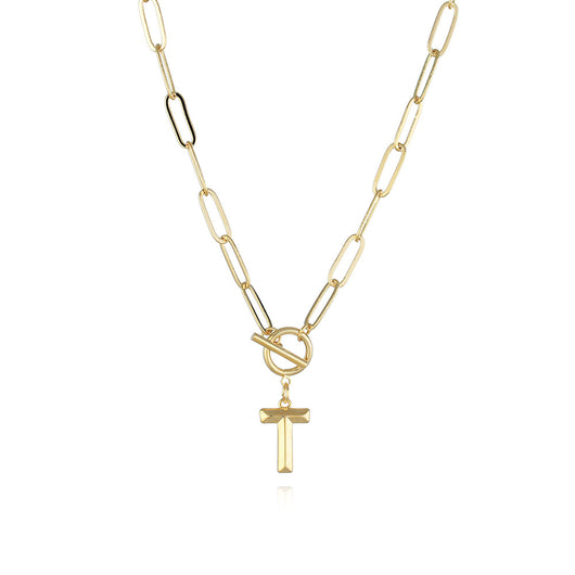 Collar de Letra Chapado en Oro Real Estilo Hip Hop - Image 44