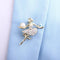 Ballerina girl full of rhinestones brooch Gold