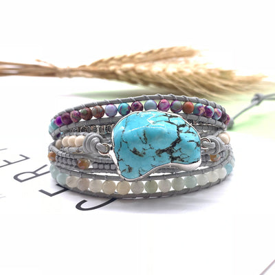Pulsera Bohemia Turquesa con Trenzado de Cuero - Image 9