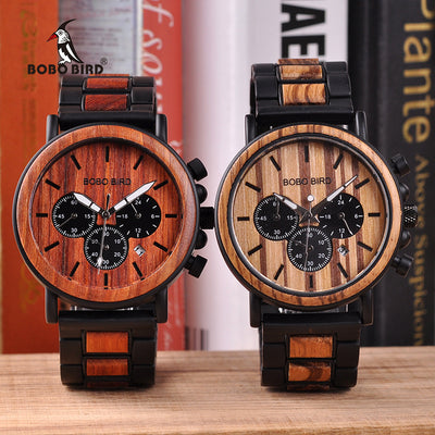 Reloj de Madera BOBO BIRD Cronógrafo Militar Lujo para Hombre - Image 3