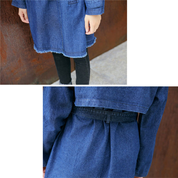Chaqueta Cortavientos Casual para Mujer con Falda Denim Ajustada