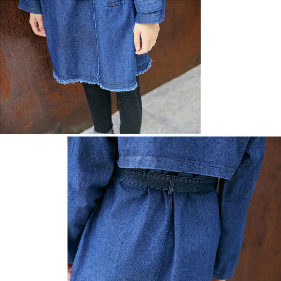 Chaqueta Cortavientos Casual para Mujer con Falda Denim Ajustada