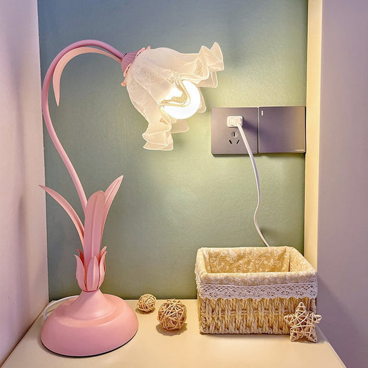 Lámpara de Escritorio Minimalista Flor Lirio de los Valles para Mesita de Noche