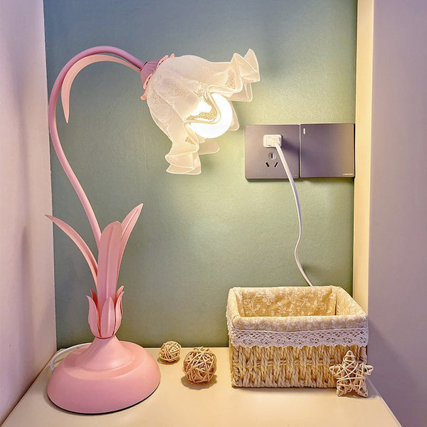 Lámpara de Escritorio Minimalista Flor Lirio de los Valles para Mesita de Noche