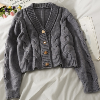 Cardigan Suelto de Cuello Redondo Liso - Suéter Versátil para Mujer - Image 18