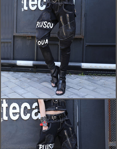 Pantalones Harem Denim Negro Mujer - Estilo Moderno y Cómodo - Image 8