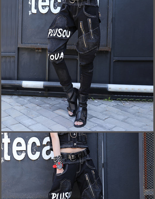 Pantalones Harem Denim Negro Mujer - Estilo Moderno y Cómodo - Image 8