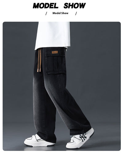 Pantalones Jeans Rectos Anchos con Degradado y Lavado Artesanal para Hombre - Image 27