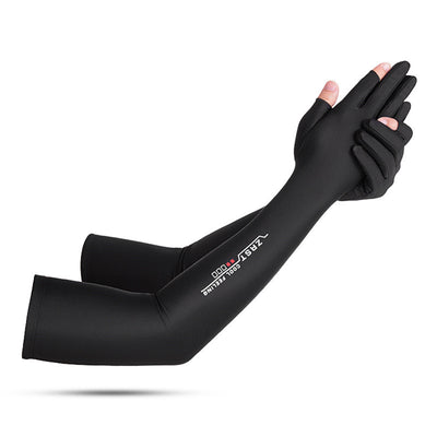 Guantes de Protección Solar con Manga Larga de Seda Helada - Antideslizantes para Conducir