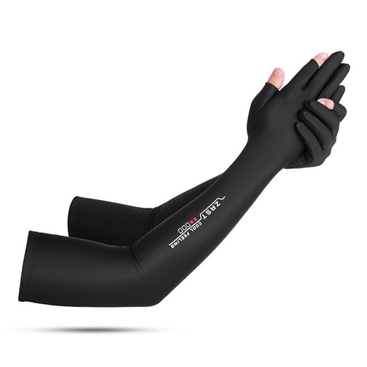 Guantes de Protección Solar con Manga Larga de Seda Helada - Antideslizantes para Conducir