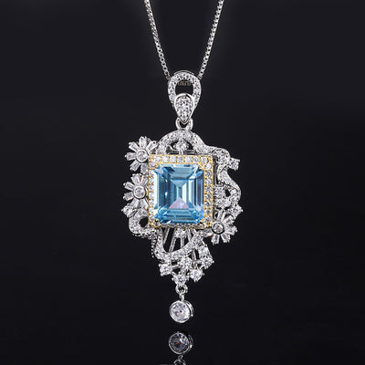 Conjunto de Anillo y Pendiente de Aguamarina Simulada - Image 7