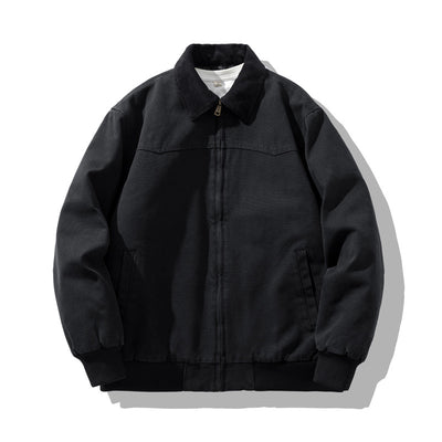 Chaqueta Vintage Americana para Hombre con Cuello Solapa y Tela Gruesa Desgastada - Image 6