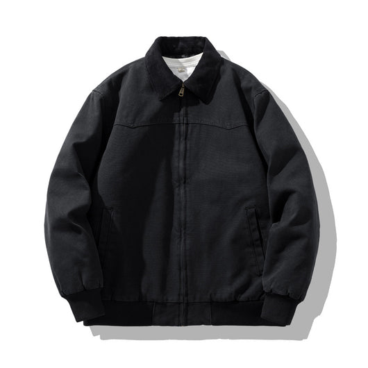 Chaqueta Vintage Americana para Hombre con Cuello Solapa y Tela Gruesa Desgastada - Image 6